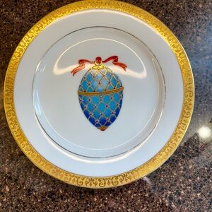 Faberge Egg Luxurious Gold and Blue Accent Salad Plate